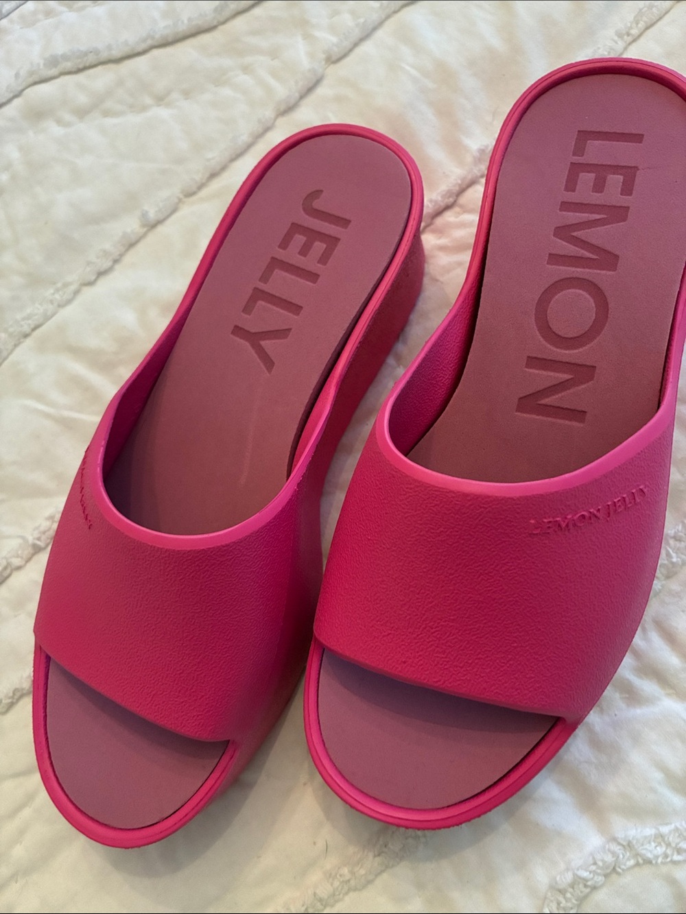 Women's Pink Lemon Jelly Platform Slide Sandals Size 39